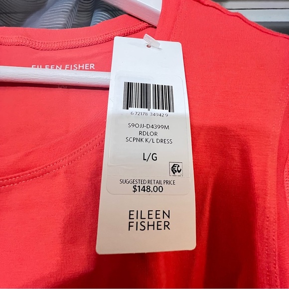 EILEEN FISHER Elegant Red Viscose Sleeveless Dress - Picture 6 of 6